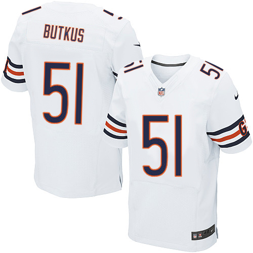 Men's Elite Dick Butkus Nike Jersey White Road - #51 NFL Chicago Bears